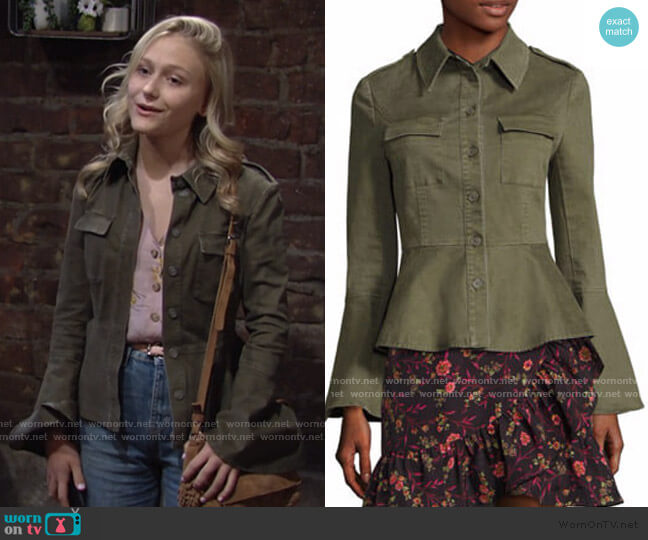 Scripted Military Peplum Jacket worn by Faith Newman (Alyvia Alyn Lind) on The Young and the Restless