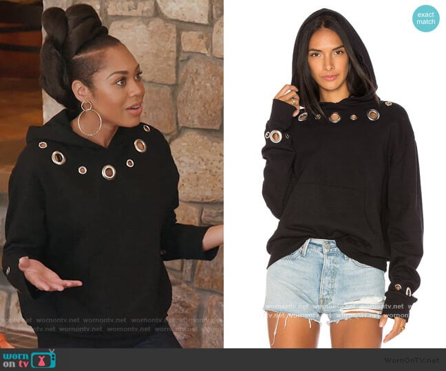 Monrow Grommet Hoody worn by Monique Samuels on The Real Housewives of Potomac
