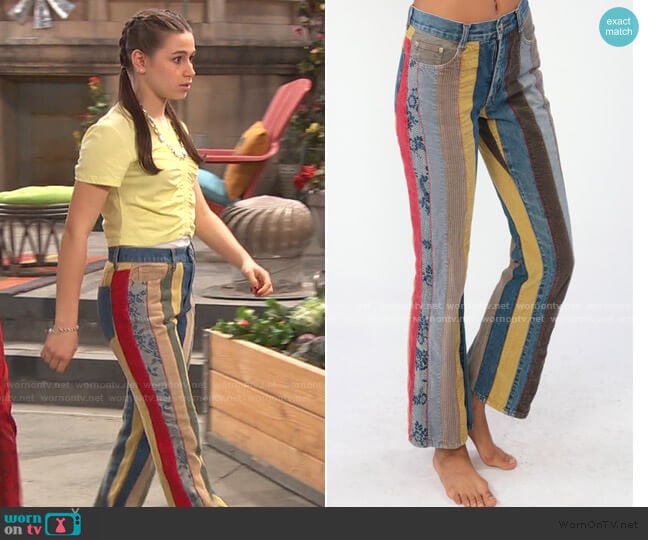 No Boundaries Patchwork Bootcut Jeans worn by Tess O'Malley (Sky Katz) on Ravens Home