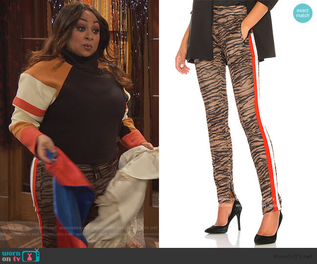 Pam & Gela Tiger Cigarette Track Pant worn by Raven Baxter (Raven-Symoné) on Ravens Home