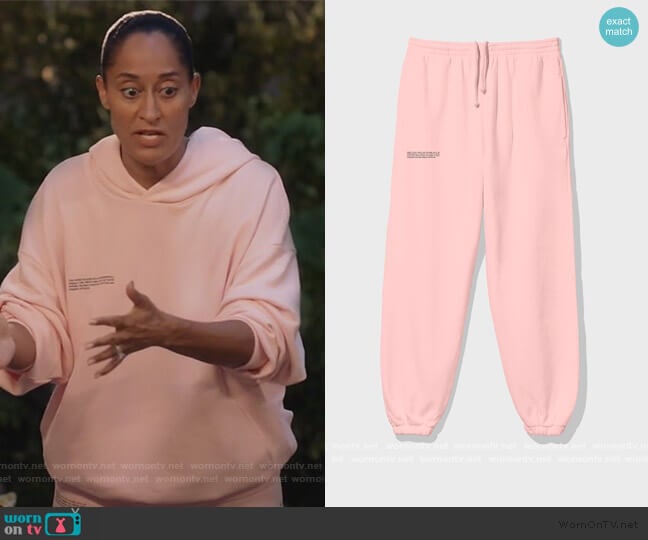 Pangaia Lightweight Recycled Cotton Track Pants worn by Rainbow Johnson (Tracee Ellis Ross) on Black-ish