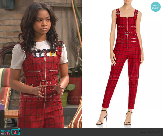 WeWoreWhat Plaid Moto Jumpsuit worn by Nia Baxter (Navia Robinson) on Ravens Home