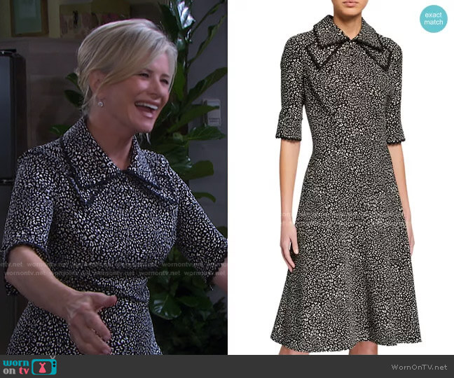 Rickie Freeman for Teri Jon Polka Dot Pintuck Chiffon A-Line Dress worn by Kayla Brady (Mary Beth Evans) on Days of our Lives