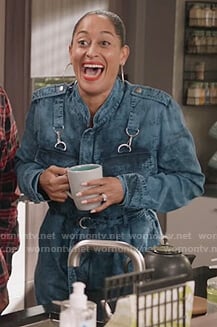 Rainbow’s acid washed denim jumpsuit on Black-ish