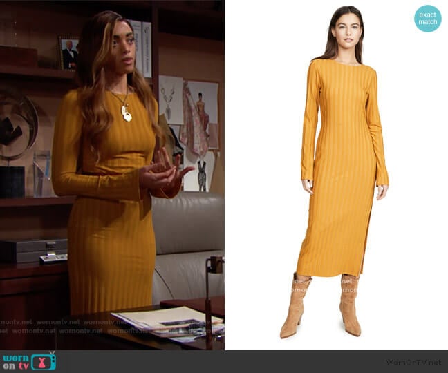 Reformation Dillon Dress worn by Zoe (Kiara Barnes) on The Bold and the Beautiful