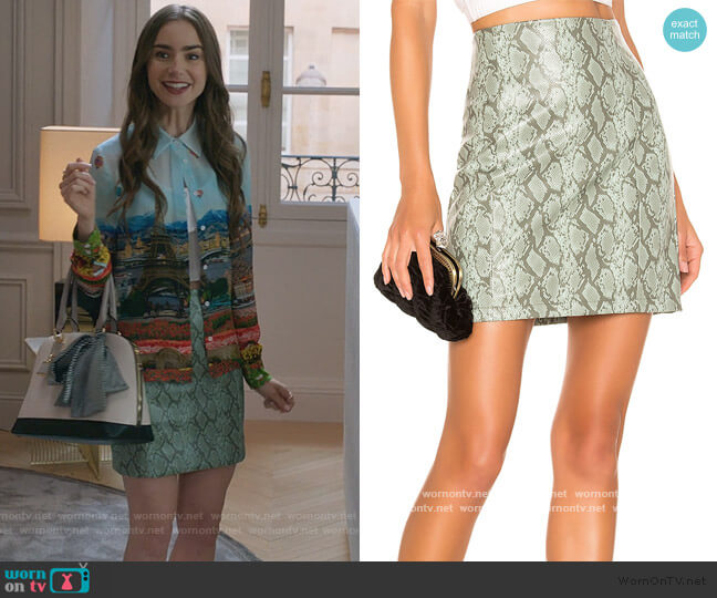 Ronny Kobo Rida Skirt worn by Emily Cooper (Lily Collins) on Emily in Paris