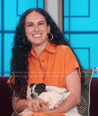 Rumer Willis orange shirtdress on The Talk