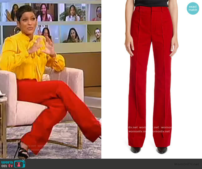 Saint Laurent Wide Leg Corduroy Pants worn by Tamron Hall on Tamron Hall Show