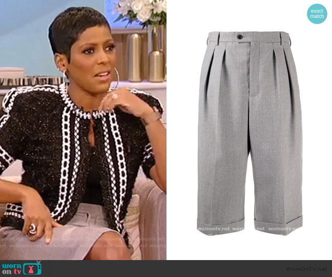 Saint Laurent high-waisted wool culottes worn by Tamron Hall on Tamron Hall Show