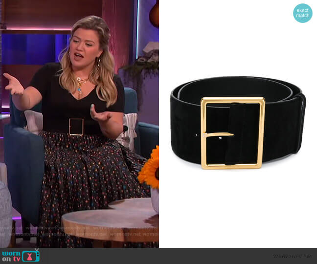 Saint Laurent Square Buckle Belt worn by Kelly Clarkson on The Kelly Clarkson Show