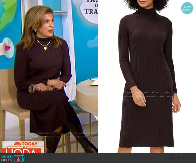 Eileen Fisher Scrunch Neck Ribbed Wool Sweater Dress worn by Hoda Kotb on Today