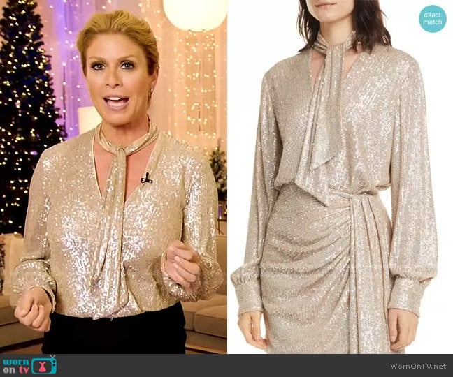 Jonathan Simkhai Sequin Tie Neck Bodysuit worn by Jill Martin on Today