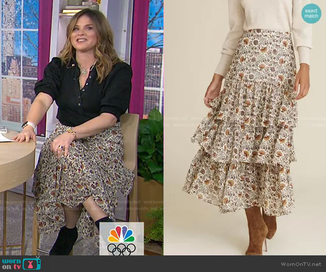 Veronica Beard Shailene Paisley Skirt worn by Jenna Bush Hager on Today