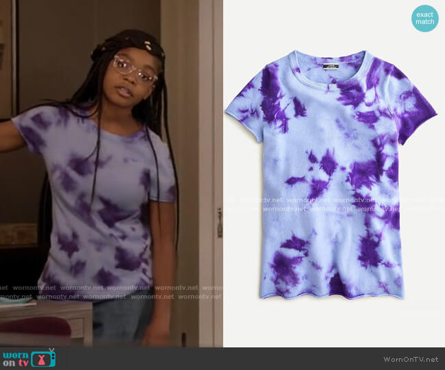 J.Crew Short-sleeve Cashmere T-shirt In Tie-dye worn by Diane Johnson (Marsai Martin) on Black-ish