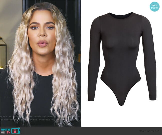 Skims Essential Crew Neck Bodysuit worn by Khloe Kardashian on Keeping Up with the Kardashians