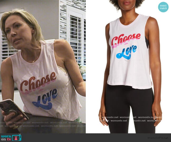Choose Love Crop Tank Spiritual Gangster worn by Braunwyn Windham-Burke on The Real Housewives of Orange County