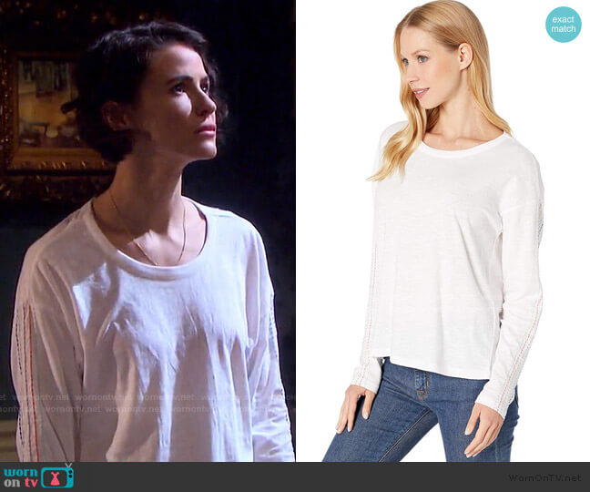 Splendid Long Sleeve PJ Top with Multi Stitching worn by Sarah Horton (Linsey Godfrey) on Days of our Lives