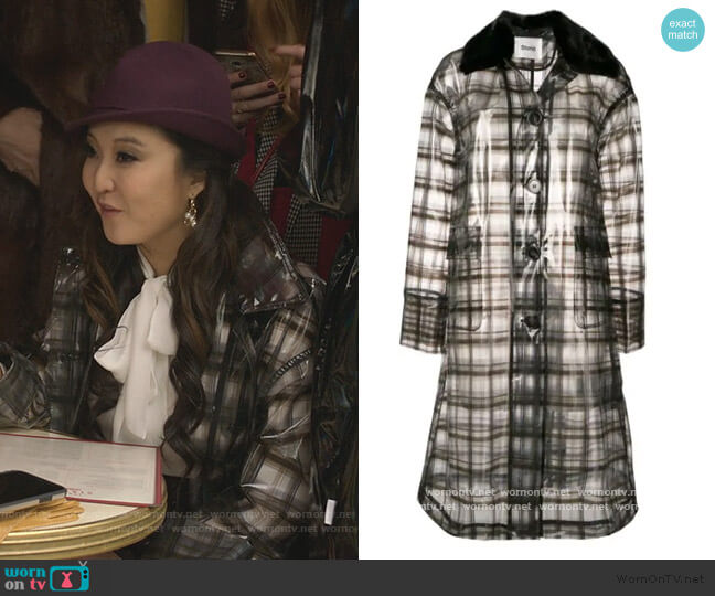 Stand Studio Check Raincoat worn by Mindy Chen (Ashley Park) on Emily in Paris
