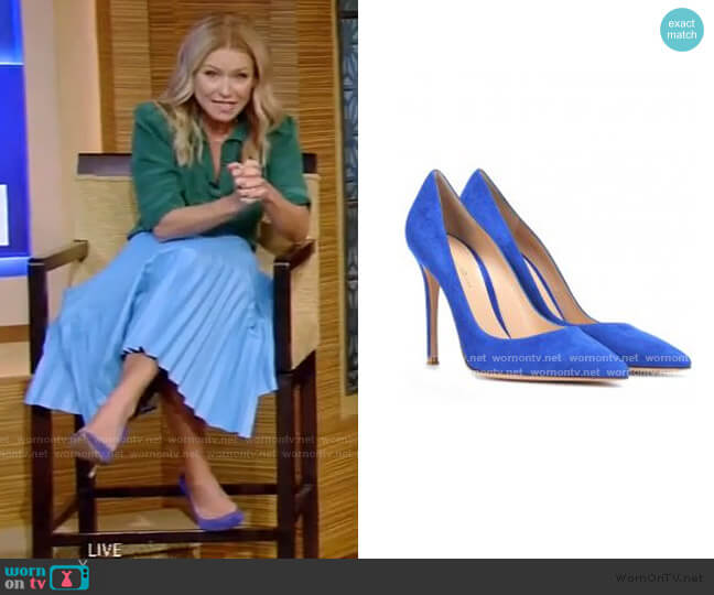 by Gianvito Rossi Suede Pumps worn by Kelly Ripa on Live with Kelly and Mark