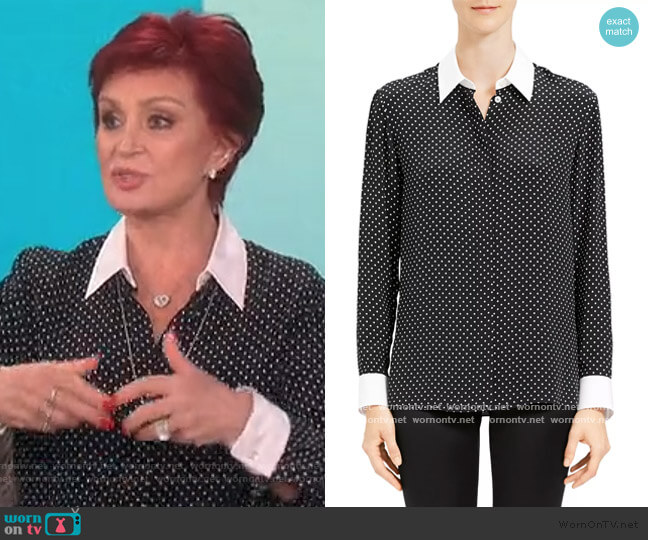 Theory Polka Dot Combo Shirt worn by Sharon Osbourne on The Talk
