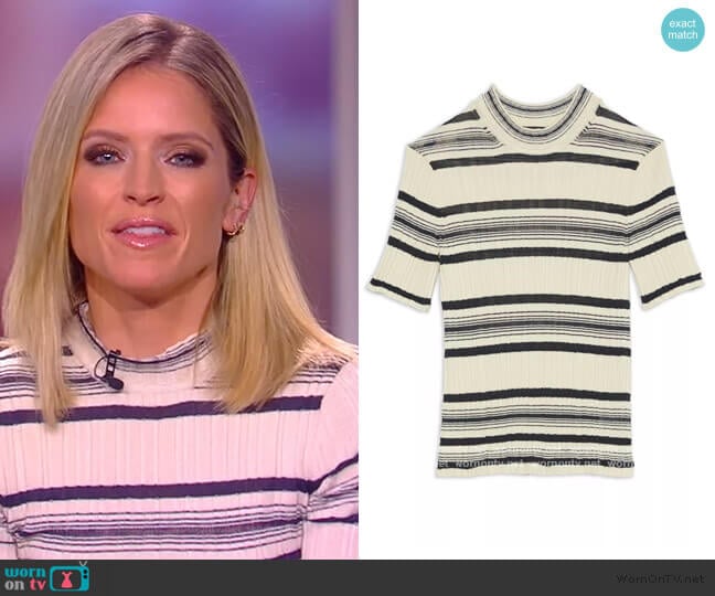 Theory Striped Ribbed T-Shirt worn by Sara Haines on The View