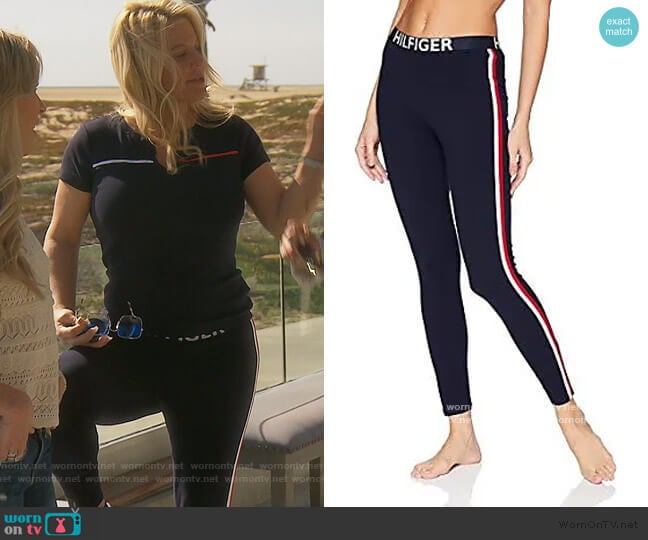 Tommy Hilfiger blue leggings worn by Elizabeth Lyn Vargas on The Real Housewives of Orange County