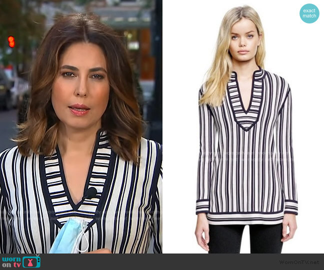 Tory Burch Gina Striped Tunic worn by Cecilia Vega on Good Morning America