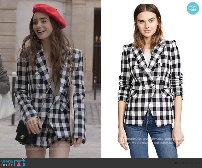 Veronica Beard Miller Dickey Jacket worn by Emily Cooper (Lily Collins) on Emily in Paris