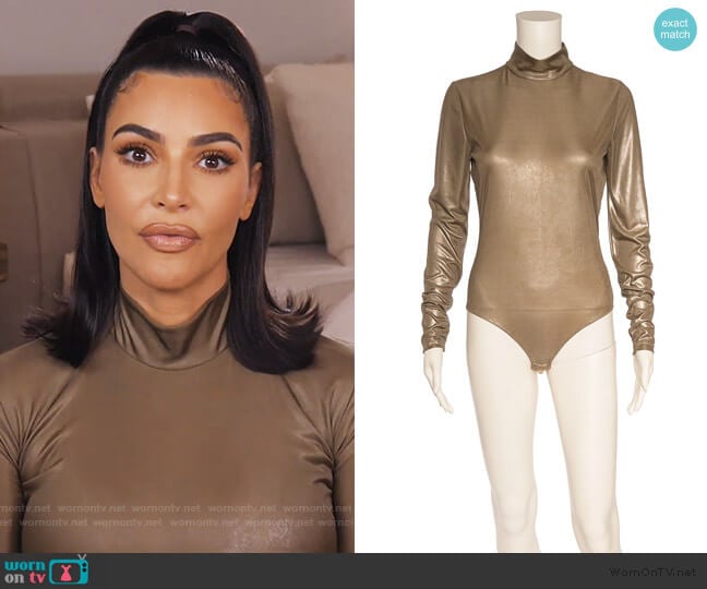 Versace Metallic Bodysuit worn by Kim Kardashian on Keeping Up with the Kardashians