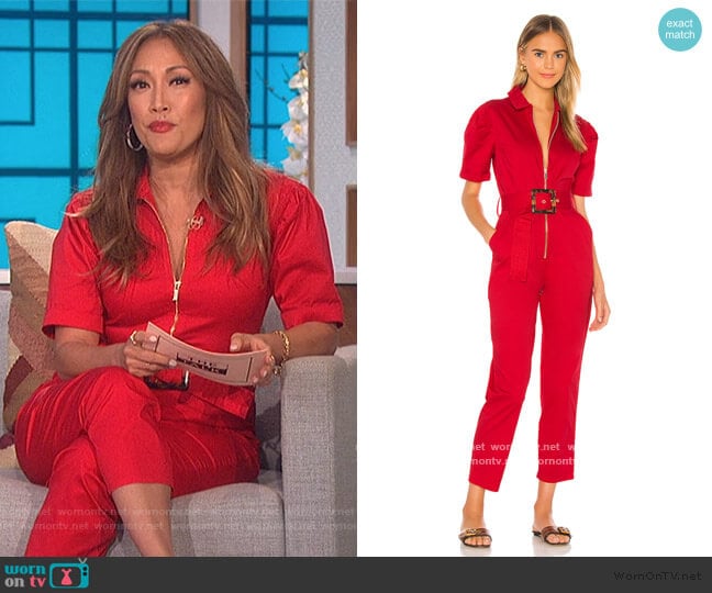 We Wore What Belted Jumpsuit worn by Carrie Inaba on The Talk