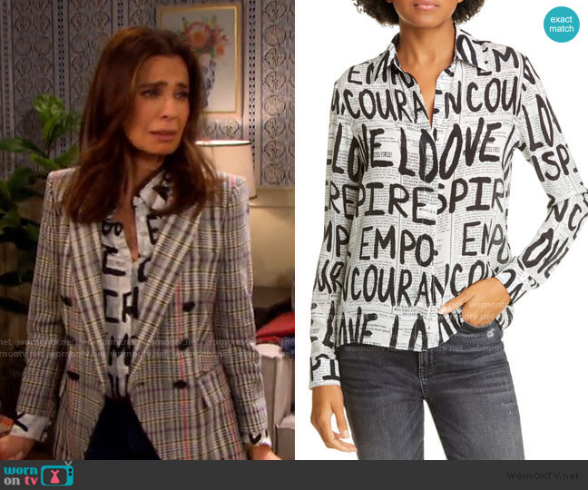 Alice + Olivia Willa Silk Top worn by Hope Williams (Kristian Alfonso) on Days of our Lives