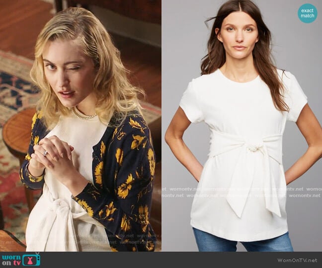 A Pea in the Pod Tie Front Textured Maternity Top worn by Becky Monreaux (Olivia Macklin) on Filthy Rich