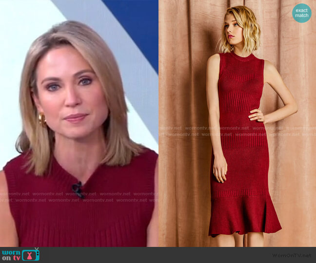 Adelyn Rae Inez Knit Sweater Dress worn by Amy Robach on Good Morning America