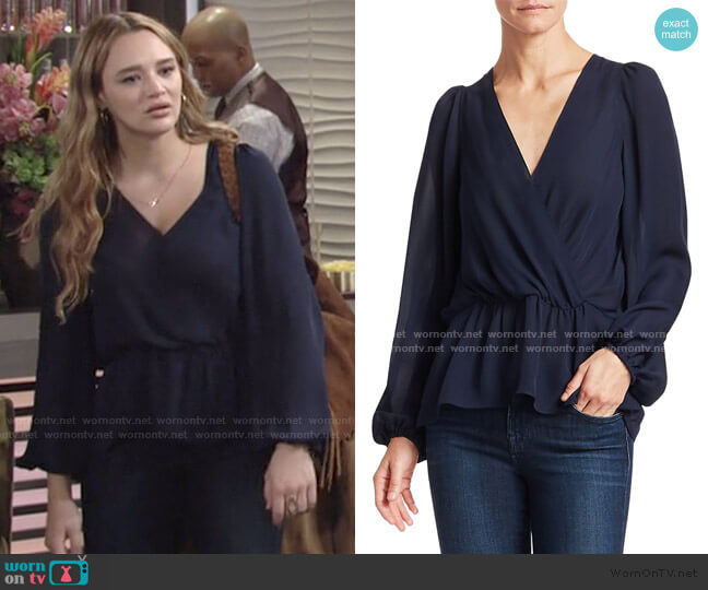 A.L.C. Eli Draped Blouse worn by Summer Newman (Hunter King) on The Young and the Restless