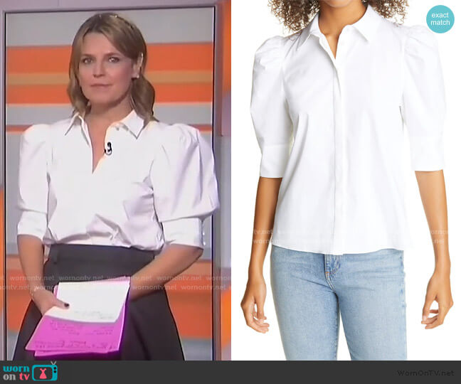 Alice + Olivia Willa Puff Sleeve Blouse worn by Savannah Guthrie on Today