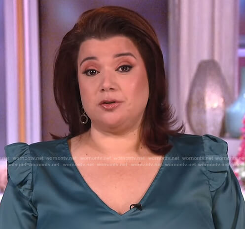 Ana’s green satin top with ruffles on The View