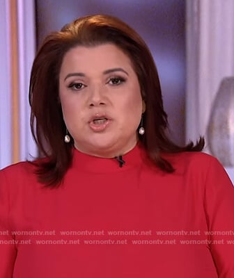 Ana’s red mock neck top on The View