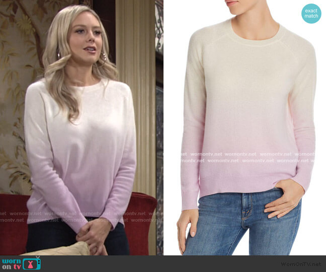 Aqua Cashmere Dip-Dye Cashmere Sweater worn by Abby Newman (Melissa Ordway) on The Young and the Restless