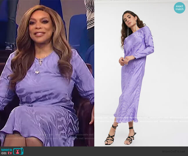 ASOS jacquard satin long sleeve maxi dress worn by Wendy Williams on The Wendy Williams Show