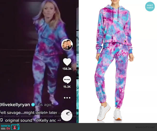 Aviator Nation Cropped Tie-Dyed Hoodie worn by Kelly Ripa on Live with Kelly and Mark