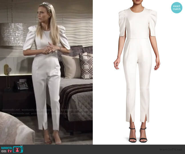 Black Halo Russo Jumpsuit worn by Abby Newman (Melissa Ordway) on The Young and the Restless