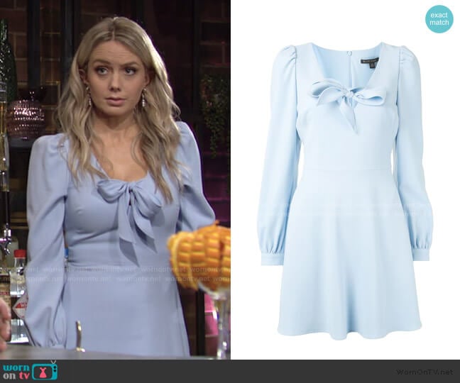 Black Halo Tie-Neck Flared Mini Dress worn by Abby Newman (Melissa Ordway) on The Young and the Restless