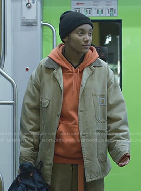 Caitlin’s beige utility jacket on We Are Who We Are