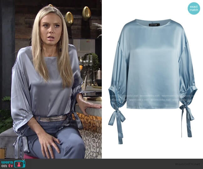 Catherine Gee Constance Three-Quarter Tie Sleeve Blouse worn by Abby Newman (Melissa Ordway) on The Young and the Restless