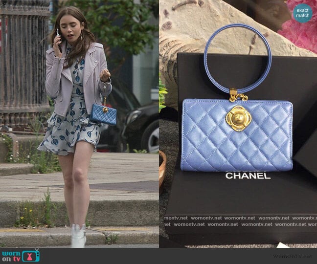 the Sea bag by Chanel Evening worn by Emily Cooper (Lily Collins) on Emily in Paris