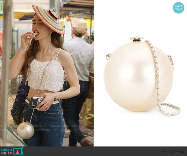 Chanel Pearl Bag worn by Emily Cooper (Lily Collins) on Emily in Paris