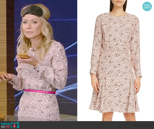 Chloe Bird Print Long Sleeve Silk Crepe Minidress worn by Kelly Ripa on Live with Kelly and Mark