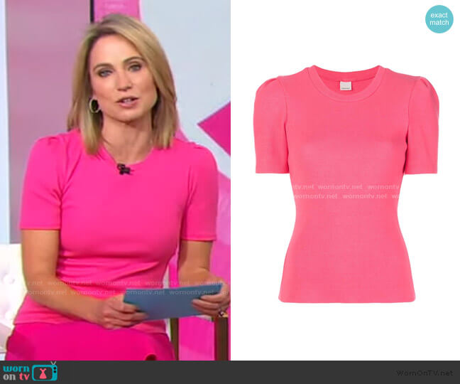 Cinq a Sept Julie fitted T-shirt worn by Amy Robach on Good Morning America