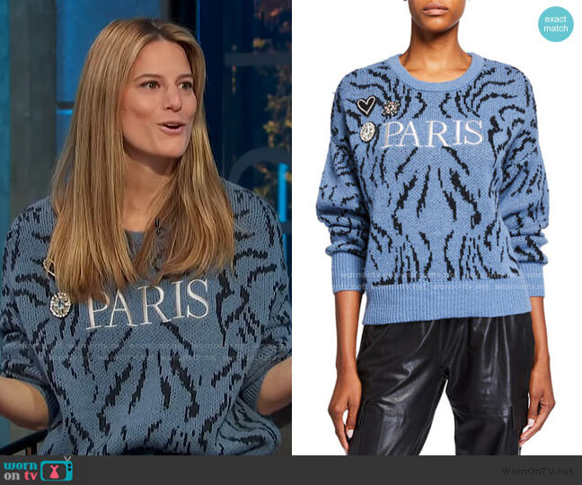 Cinq a Sept Paris Applique Wool Sweater