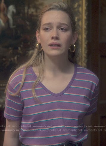 Dani’s purple striped tee on The Haunting of Bly Manor